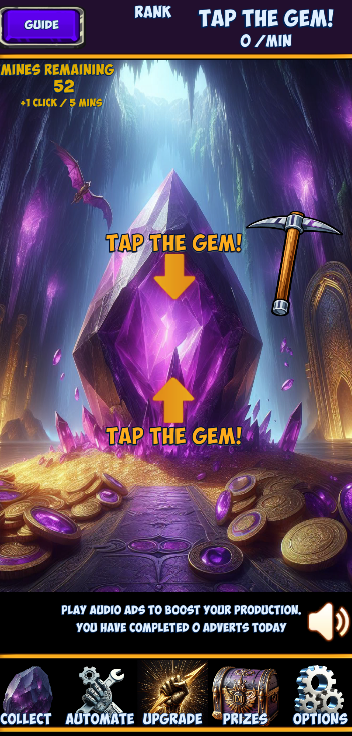 ENJ Excavators Collect screen showing the purple mining gem