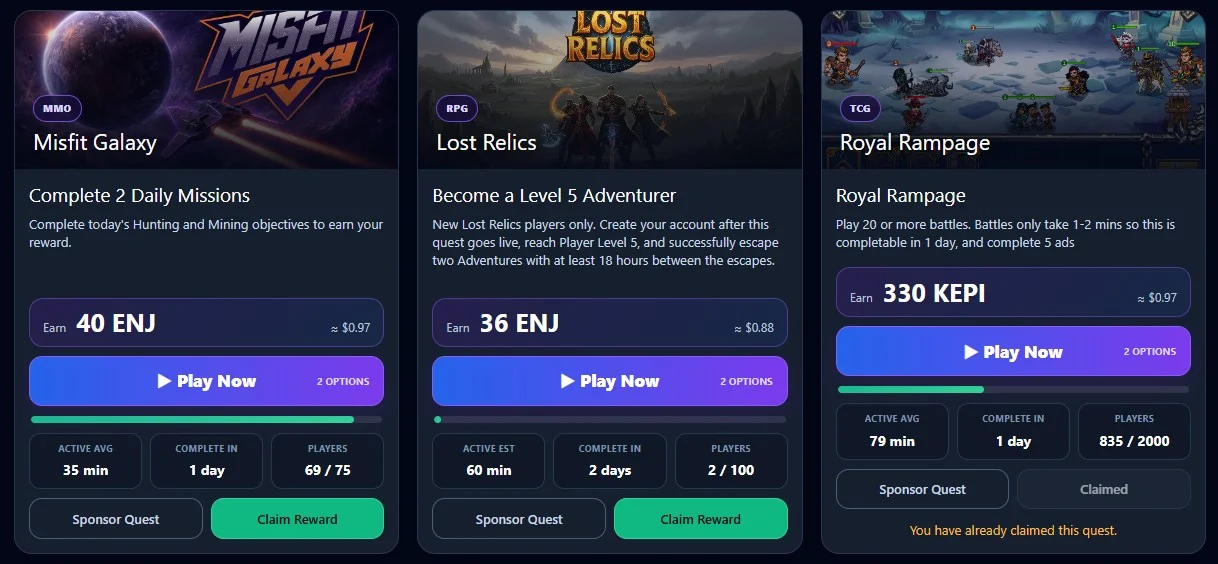 Player completing a verified gaming challenge through the Kepithor Quest Hub
